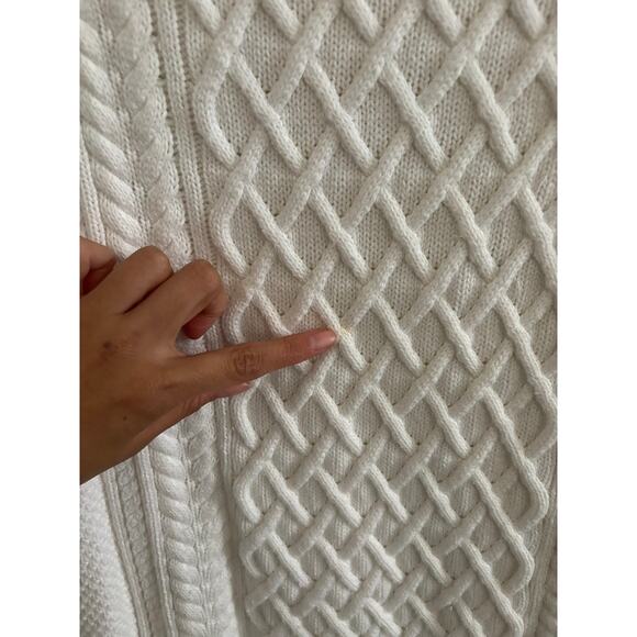 Banana Republic Sweater Women's Small White Cable Knit Turtleneck Pullover - Picture 4 of 8